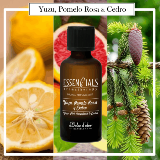 Brumas Essencials Boles d´Olor 50 ml Yusu, Pomelo, Rosa y Cedro. Ideales para utilizarlos en los Brumizadores / Humidificadores. Aromaterapia PARA TU HOGAR.