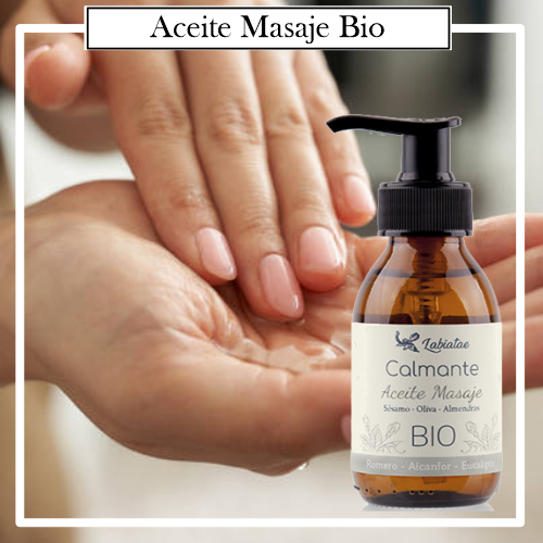 Aceite de Masaje Natural 100 % BIO Ecológico Calmante . La concentración de las esencias extraídas de la madre naturaleza para un trabajo corporal.