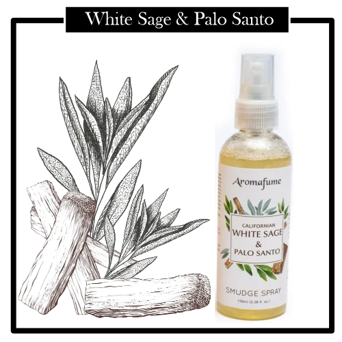 Aceite Spray Nebulizador White Sage & Palo Santo, limpiar tu hogar de la energía negativa estancada. Aroma muy ligero y agradable. NUEVAS ENERGIAS