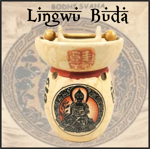 Lamparilla Quemador de Esencias Cerámica Lingwu Buda. IDEAL para el uso en combustión de aceites esenciales y ceras aromáticas naturales. AROMATERAPIA