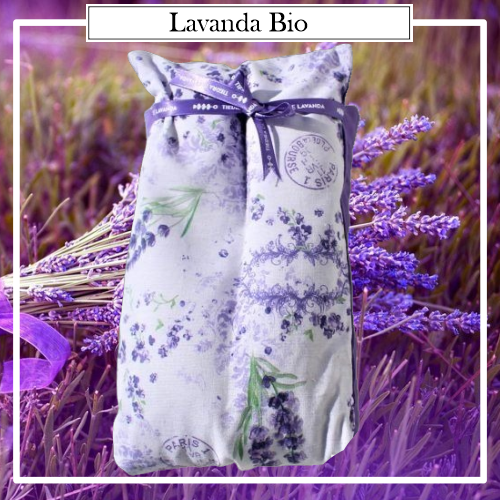 Saquito Térmico Lavanda cultivo BIO Ecológico, elaborados con algodón 100% natural, y rellenos con flores secas de lavanda y trigo ecológico.