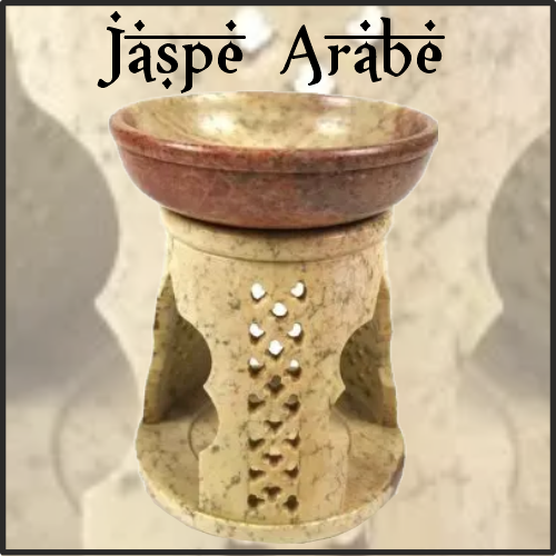 Lamparilla Quemador de Esencias Piedra Jaspe Árabe. IDEAL para el uso en combustión de aceites esenciales y ceras aromáticas naturales. AROMATERAPIA