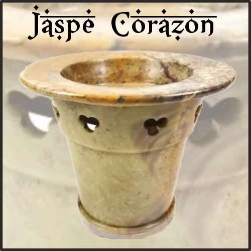 Lamparilla Quemador de Esencias Piedra Jaspe Corazón. IDEAL para el uso en combustión de aceites esenciales y ceras aromáticas naturales. AROMATERAPIA