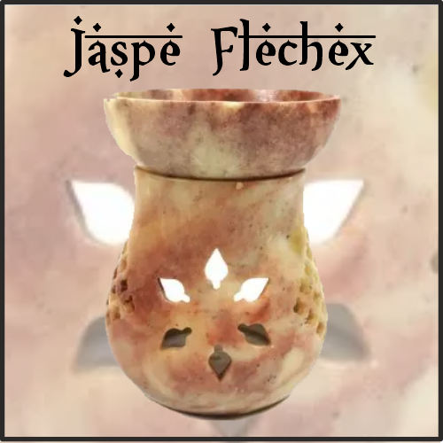 Lamparilla Quemador de Esencias Piedra Jaspe Flechex. IDEAL para el uso en combustión de aceites esenciales y ceras aromáticas naturales. AROMATERAPIA