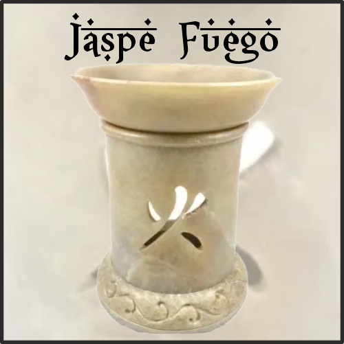 Lamparilla Quemador de Esencias Piedra Jaspe Fuego. IDEAL para el uso en combustión de aceites esenciales y ceras aromáticas naturales. AROMATERAPIA