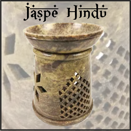 Lamparilla Quemador de Esencias Piedra Jaspe Hindú. IDEAL para el uso en combustión de aceites esenciales y ceras aromáticas naturales. AROMATERAPIA