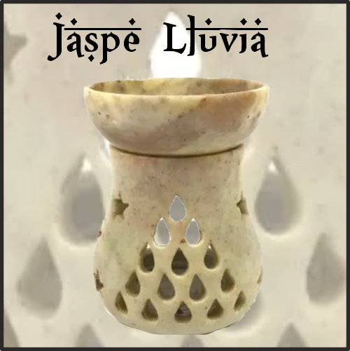 Lamparilla Quemador de Esencias Piedra Jaspe Lluvia. IDEAL para el uso en combustión de aceites esenciales y ceras aromáticas naturales. AROMATERAPIA