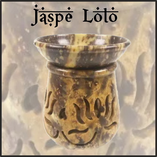 Lamparilla Quemador de Esencias Piedra Jaspe Loto. IDEAL para el uso en combustión de aceites esenciales y ceras aromáticas naturales. AROMATERAPIA