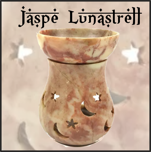 Lamparilla Quemador de Esencias Piedra Jaspe Lunastrell. IDEAL para el uso en combustión de aceites esenciales y ceras aromáticas naturales. AROMATERAPIA