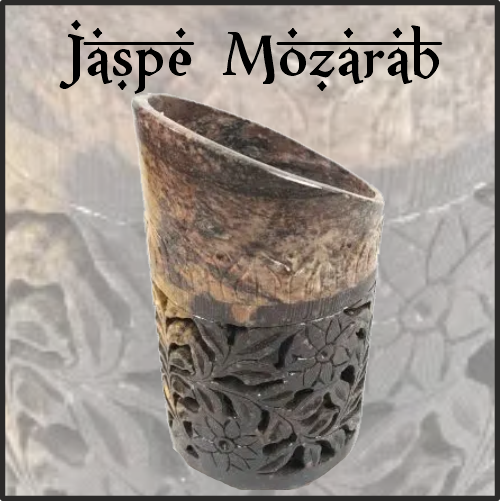 Lamparilla Quemador de Esencias Piedra Jaspe Mozarab. IDEAL para el uso en combustión de aceites esenciales y ceras aromáticas naturales. AROMATERAPIA