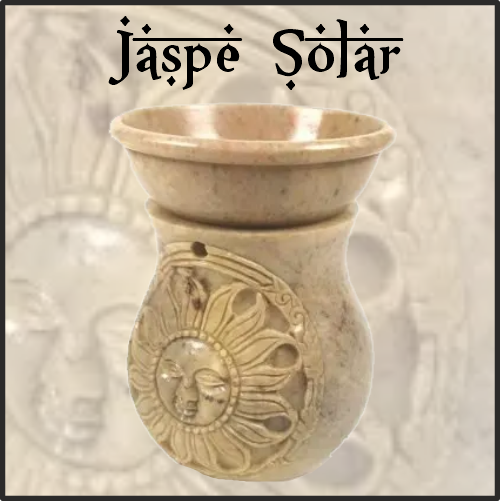 Lamparilla Quemador de Esencias Piedra Jaspe Solar. IDEAL para el uso en combustión de aceites esenciales y ceras aromáticas naturales. AROMATERAPIA