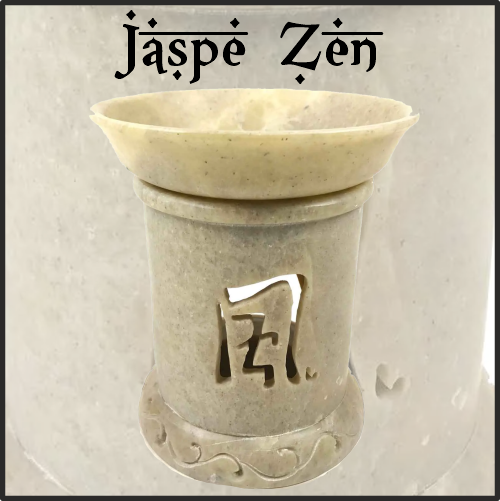 Lamparilla Quemador de Esencias Piedra Jaspe Zen. IDEAL para el uso en combustión de aceites esenciales y ceras aromáticas naturales. AROMATERAPIA