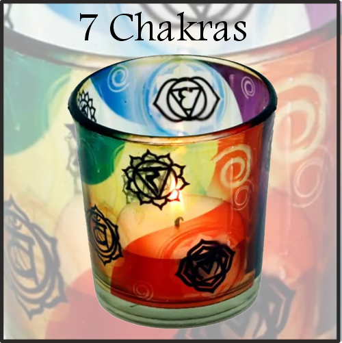 Portavela Artesanal Cristal 7 Chakras. Adecuado para el encendido de velas votivas y velas de té. Elegantes y muy decorativos para nuestro hogar.