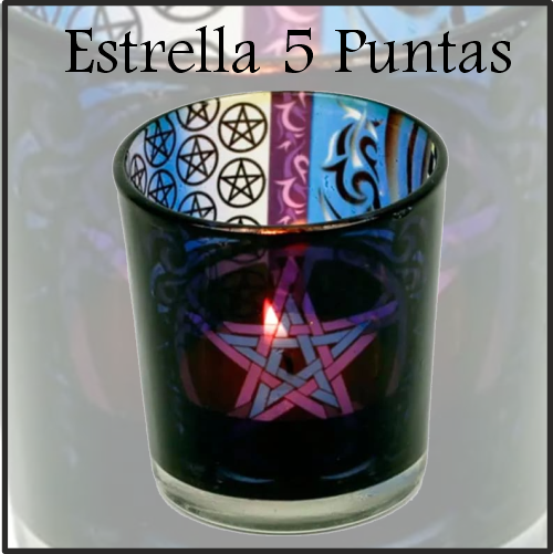 Portavela Artesanal Cristal Estrella 5 Puntas. Adecuado para el encendido de velas votivas y velas de té. Elegantes y muy decorativos para nuestro hogar.