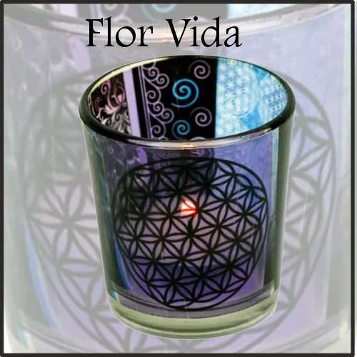 Portavela Artesanal Cristal FLOR VIDA. Adecuado para la quema de velas votivas y velas de té. Elegantes y muy decorativos para nuestro hogar.