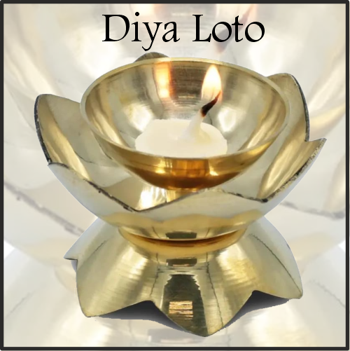 Ofrendario Artesanal Diya Oriental Flor de Loto. Adecuado para la quema de velas ofrendas Nepal Ghee, y las velas Te Light. Hacer un acto de ofrenda de Luz.