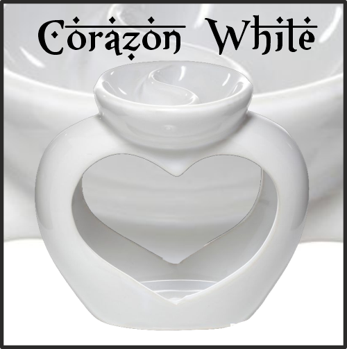 Lamparilla Quemador de Esencias Cerámica Corazón White. IDEAL para el uso en combustión de aceites esenciales y ceras aromáticas naturales. AROMATERAPIA