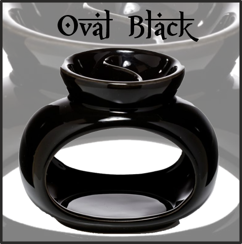 Lamparilla Quemador de Esencias Cerámica Oval Black. IDEAL para el uso en combustión de aceites esenciales y ceras aromáticas naturales. AROMATERAPIA