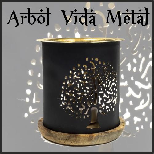 Lamparilla Quemador de Esencias Árbol Vida Metal. IDEAL para el uso en combustión de aceites esenciales y ceras aromáticas naturales. AROMATERAPIA