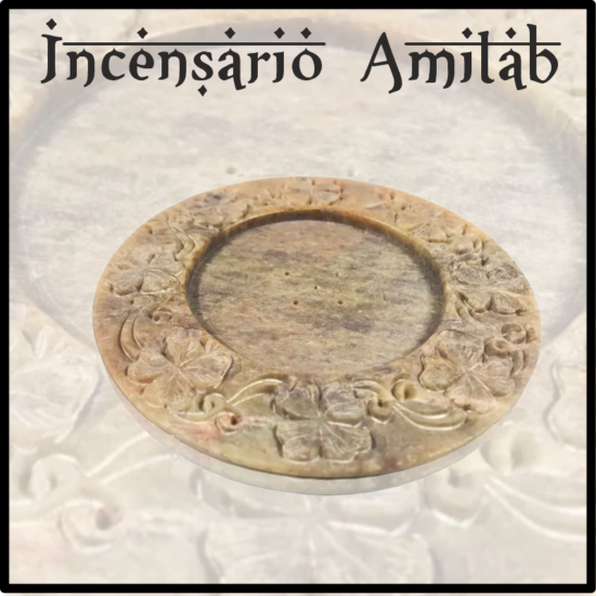 Incensario quemador elaborado de piedra de Jaspe, con representaciones de simbología. Ideal para trabajar inciensos varillas y conos. Artesanía de India.